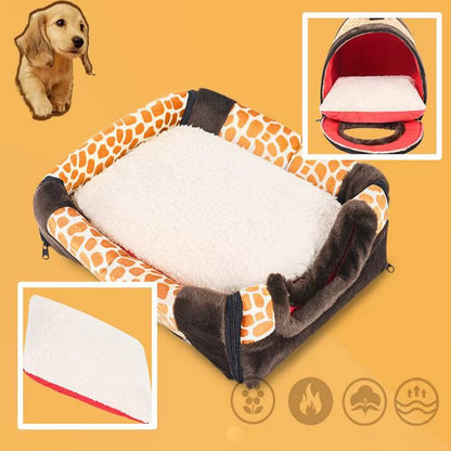 Dog House Nest with Mat,Foldable Home,Pet Dog Bed,Cat Puppy Dog Kennel for Small Medium Dogs,Animals Chihuahua Beds Cushion