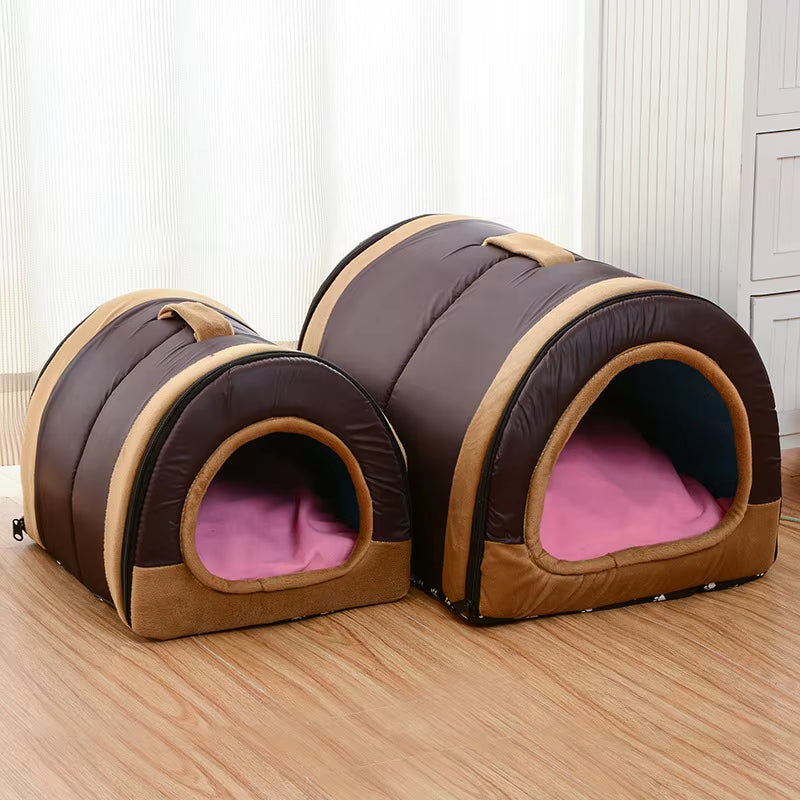 Dog House Nest with Mat,Foldable Home,Pet Dog Bed,Cat Puppy Dog Kennel for Small Medium Dogs,Animals Chihuahua Beds Cushion
