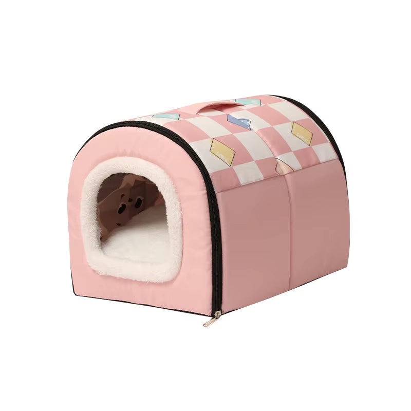 Dog House Nest with Mat,Foldable Home,Pet Dog Bed,Cat Puppy Dog Kennel for Small Medium Dogs,Animals Chihuahua Beds Cushion