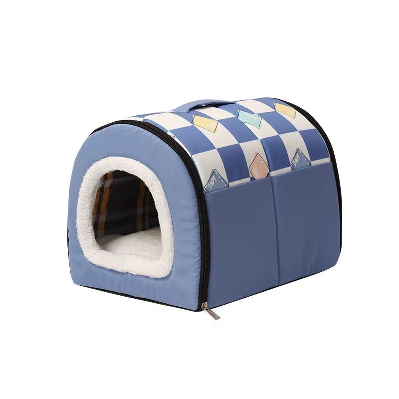 Dog House Nest with Mat,Foldable Home,Pet Dog Bed,Cat Puppy Dog Kennel for Small Medium Dogs,Animals Chihuahua Beds Cushion