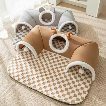 Cat Bed Tunnel Cat Play Tunnel Warm Shelter Tent House Toys for Dog Pet Animal Indoor Outdoor Wall-Corner Games Outside