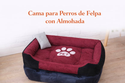 Cama para Perros de Felpa con Almohada