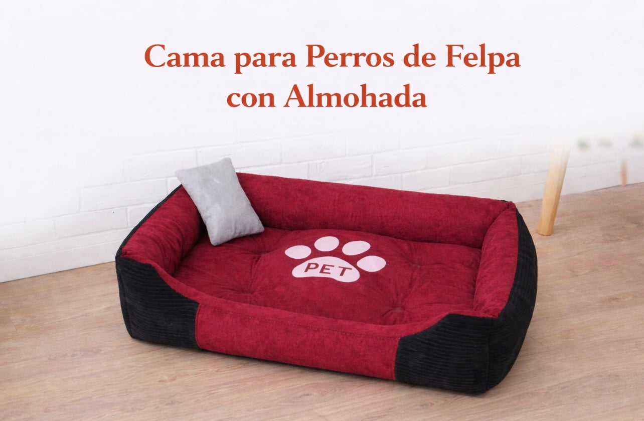 Cama para Perros de Felpa con Almohada