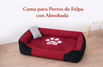 Cama para Perros de Felpa con Almohada