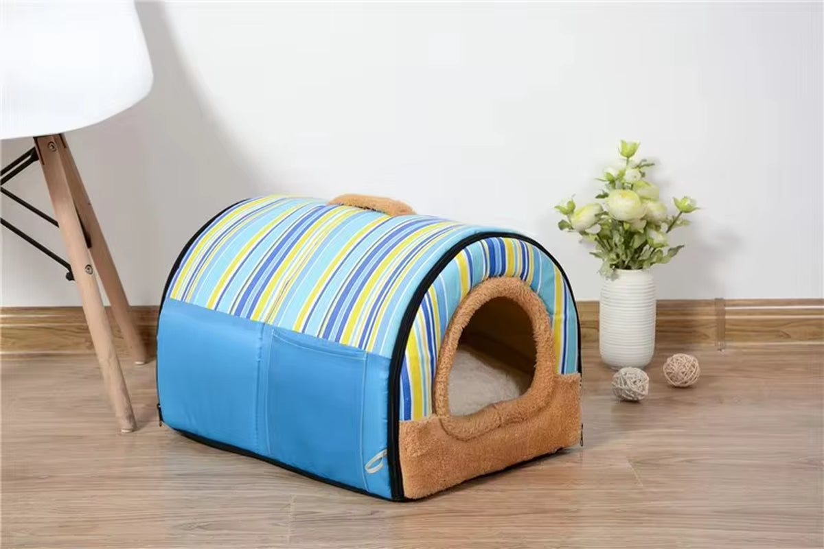 Dog House Nest with Mat,Foldable Home,Pet Dog Bed,Cat Puppy Dog Kennel for Small Medium Dogs,Animals Chihuahua Beds Cushion