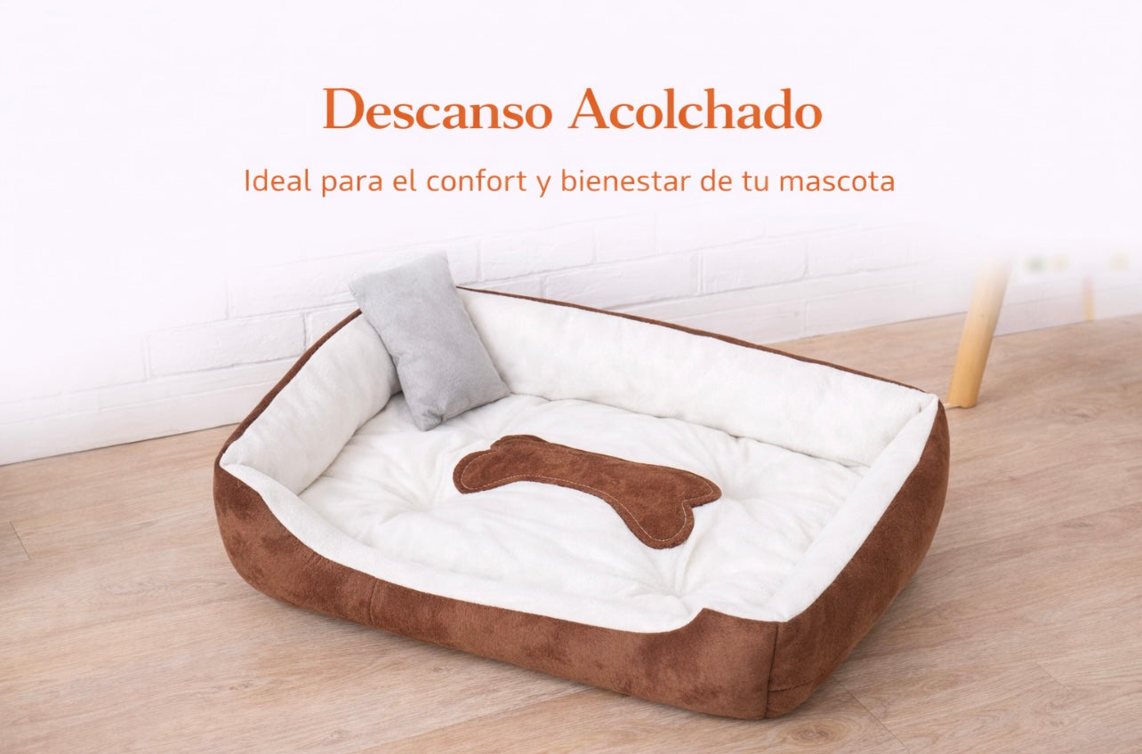 Cama para Perros de Felpa con Almohada