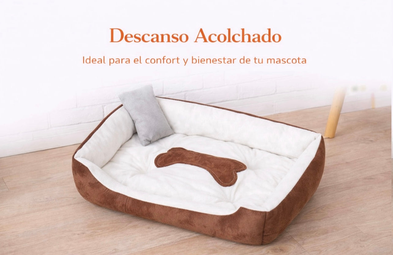 Cama para Perros de Felpa con Almohada