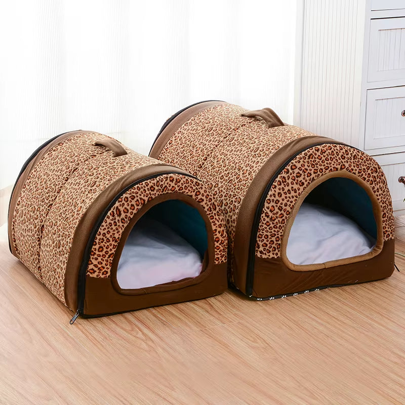 Dog House Nest with Mat,Foldable Home,Pet Dog Bed,Cat Puppy Dog Kennel for Small Medium Dogs,Animals Chihuahua Beds Cushion