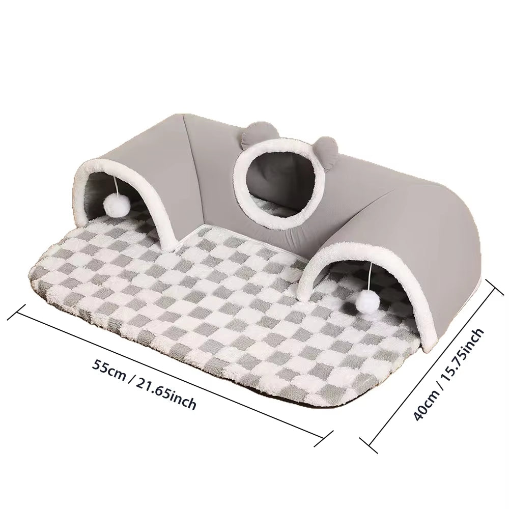 Cat Bed Tunnel Cat Play Tunnel Warm Shelter Tent House Toys for Dog Pet Animal Indoor Outdoor Wall-Corner Games Outside