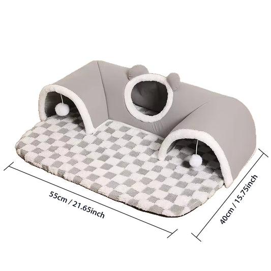 Cat Bed Tunnel Cat Play Tunnel Warm Shelter Tent House Toys for Dog Pet Animal Indoor Outdoor Wall-Corner Games Outside